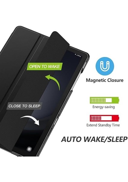 Galaxy Tab A9 8.7inç X110 X113 X115 X117 ile Uyumlu Kılıf New Pu Deri Smart Standlı Case Uyku Modlu Siyah modelleri