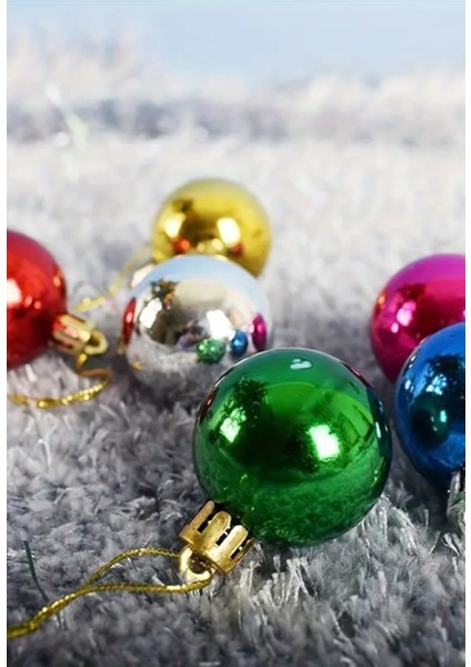 Renkli Parlak Şık 6’lı Yılbaşı Çam Ağacı Topları Süsleri 4 Cm noel Çam Ağacı Süsü ev ve Ofis Dekoru