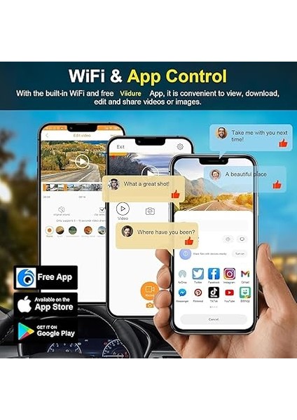 Mını Çift Lensli Wifi Gps Dash Kamera - 4K Ön Kamera & 1080P Arka Kamera, Gece Görüşü, Park Modu, Geniş Açılı Lens, Döngüsel Kayıt, 128GB Sd Kart Desteği (Dahil Değildir) M6 modelleri