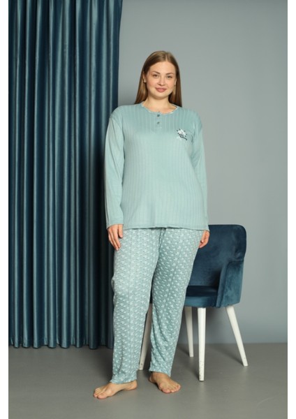 Fitilli Viskon Kışlık Kalın Battal/büyük Beden Pijama Takımı