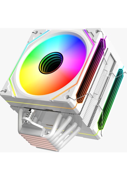 DY-500X Beyaz Isı Göstergeli Ful Argb 2x Fan 6 Bakır Borulu Kule Tipi Hava Soğutucu Işlemci Fanı fiyatları