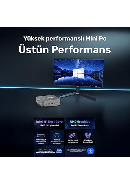 Mp AD16 I3 UHD13-315U003 I3-1315U 16GB 512SSD Freedos Mini Pc fiyatları