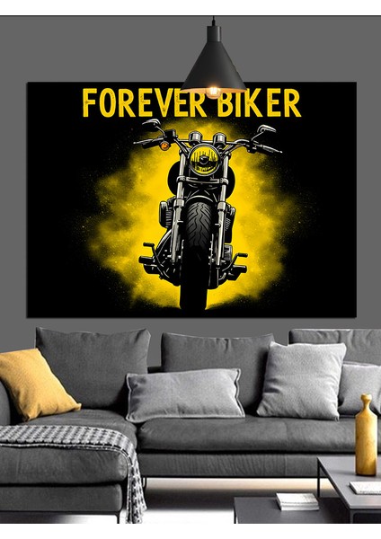 Sonsuza Dek Motorcu Yazısı Dekoratif Kanvas - Mdf Ahşap Tablo fiyatları