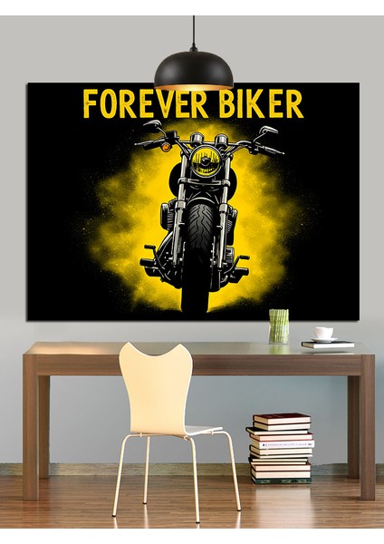 Sonsuza Dek Motorcu Yazısı Dekoratif Kanvas - Mdf Ahşap Tablo fırsatları