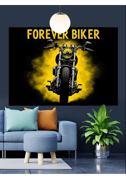 Sonsuza Dek Motorcu Yazısı Dekoratif Kanvas - Mdf Ahşap Tablo indirimleri