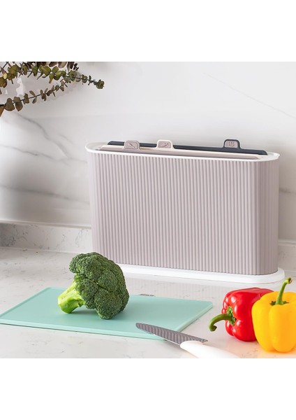 1073 Çoklu Kesme Tahtası Seti - Et Sebze Balık Doğrama Tahtası Seti Capuccino Beyaz