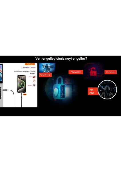 Type-C To Type-C Data Blocker - Veri Engelleyici Mor Otgbc fiyatları