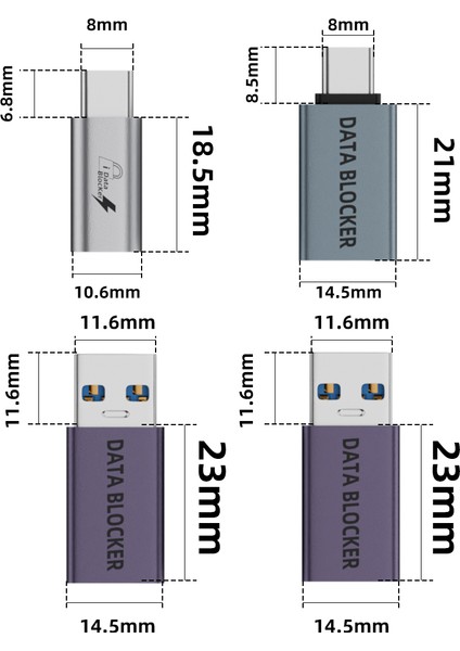 Type-C To Type-C Data Blocker - Veri Engelleyici Mor Otgbc modelleri
