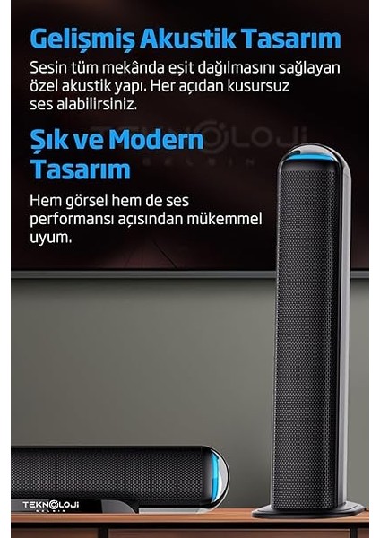 3+1 Soundbar Ev Sinema Sistemi Stereo Hd Ses Kalitesi Rgb Kablolu 45W Amfi 15WX3 Soundbar modelleri