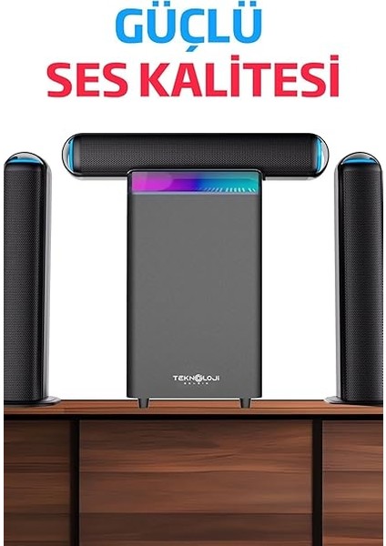 3+1 Soundbar Ev Sinema Sistemi Stereo Hd Ses Kalitesi Rgb Kablolu 45W Amfi 15WX3 Soundbar indirimleri