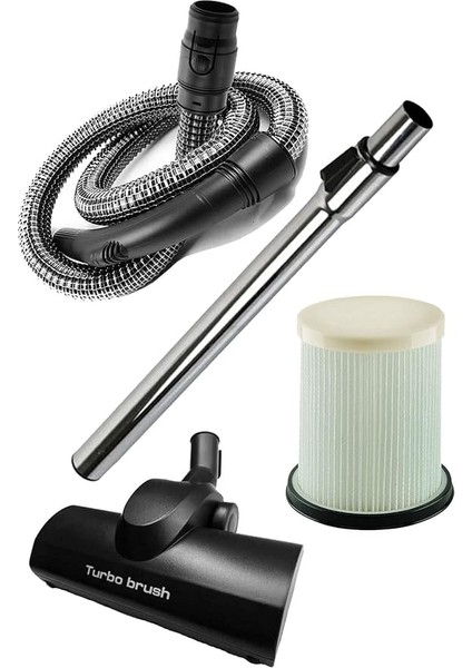 Arnica Bora 5000 Süpürge Çelik Telli Hortum Boru Turbo Başlık Filtre Seti 4'lü