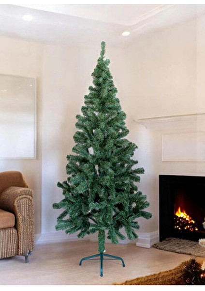 Lüks Yılbaşı Çam Ağacı 210 cm Metal Ayaklı Gerçek Çam Renkleriyle fiyatları