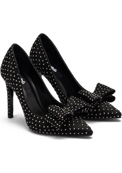 Kadın Özel Taş Işlemeli Fiyonklu Yüksek Topuklu Kadın Abiye Ayakkabı 1110