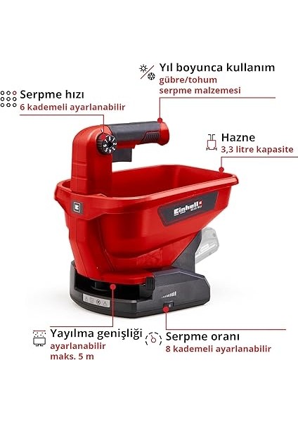 Akülü Serpme Makinesi Ge-Us 18 Li-Solo Power X-Change (Lityum-Iyon, 3,3 L Kapasite, 6 Kademeli Devir Ayarı, 8 Kademeli Serpme Ayarı, Akü ve Şarj Cihazı Dahil Değildir) - 3415410 modelleri