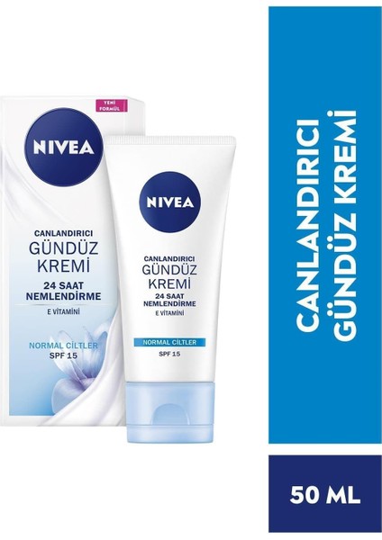 Nıvea Essentials Canlandırıcı Gündüz Yüz Bakım Kremi, 50 Ml, Normal Ciltler, E Vitamini, Lotus Çiçeği, Doğal Manolya Özü ile 24 Saat Yoğun Nemlendirme, SPF15 Güneş Koruması
