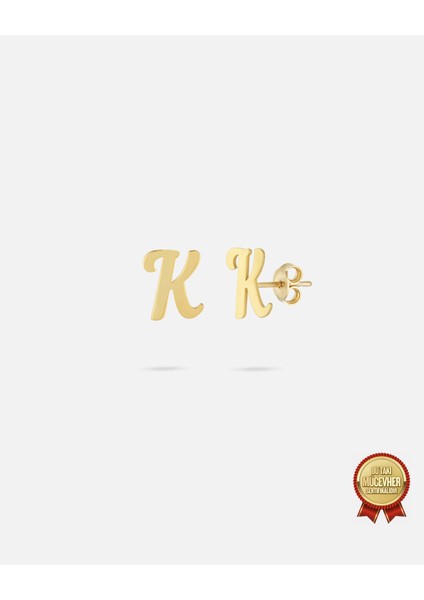 14 Ayar Altın Harfli Küpe