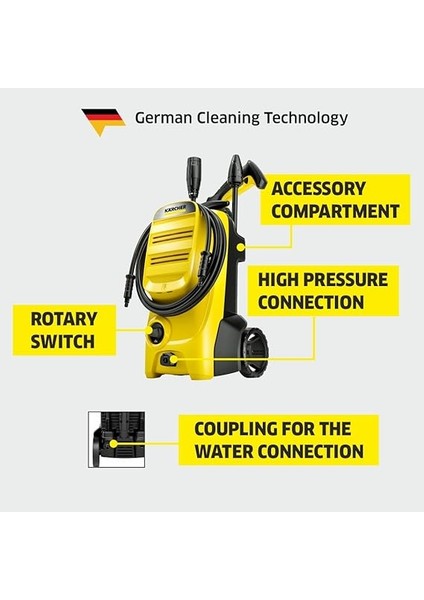 K 4 Classic 130 Bar Basınçlı Yıkama, 1.679-420.0, Sarı, Siyah indirimleri