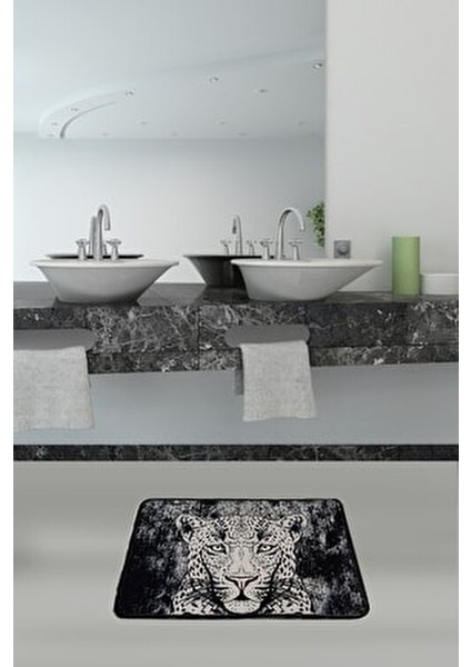 Tıger Dijital Banyo Halısı Kaymaz Tabanlı Ekru Renk 40x60 cm modelleri