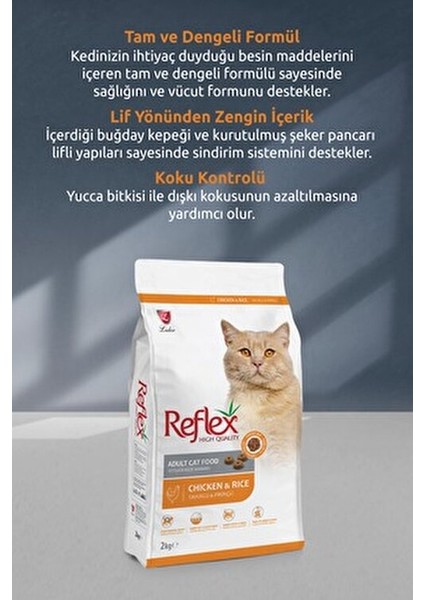 Tavuklu Pirinçli Yetişkin Kedi Maması 2 kg Güçlü Bağışıklık ve Sağlıklı Tüyler