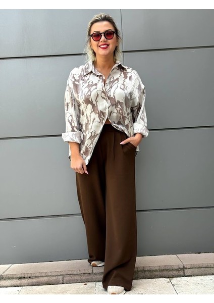 Krep Gabardin Kumaş Palazzo Pantolon