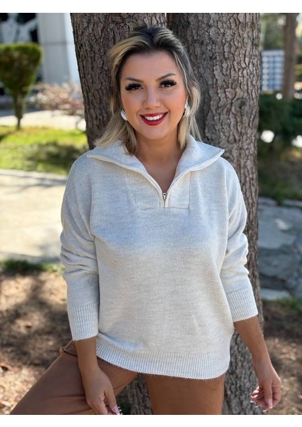 Yarım Fermuarlı Yün Kazak