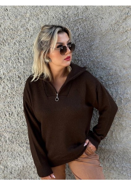 Yarım Fermuarlı Basic Yün Kazak