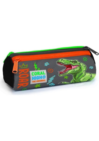 Gri Yeşil T-Rex Üç Bölmeli Çantası -Erkek Çocuk