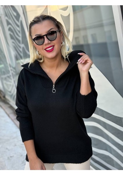 Yarım Fermuarlı Basic Yün Kazak
