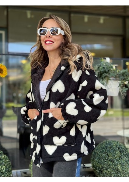 Kalp Desenli Astarlı Peluş Mont fiyatları