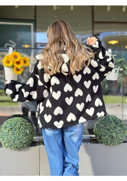 Kalp Desenli Astarlı Peluş Mont fırsatları