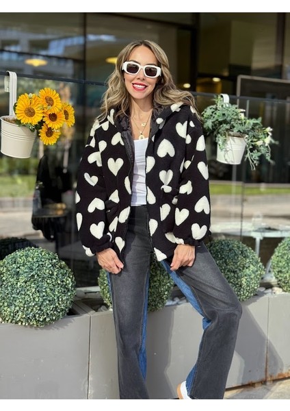 Kalp Desenli Astarlı Peluş Mont indirimleri