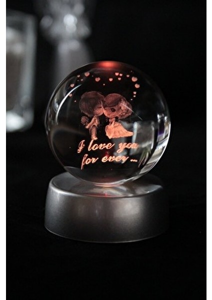Cam Küre LED Işıklı Modern Dekoratif Hediye 8x6 cm Şık Görünüm