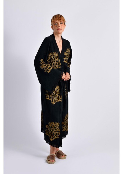 Siyah Ethereal Coral Kimono fiyatları