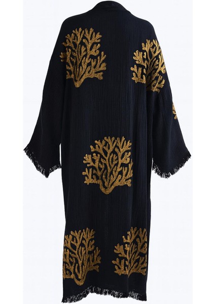 Siyah Ethereal Coral Kimono