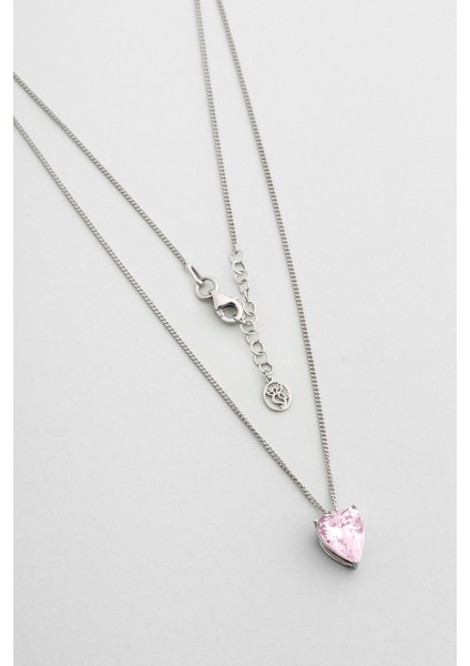 Kalp 18 Ayar Beyaz Altın Kaplama 45 cm Gümüş Kolye