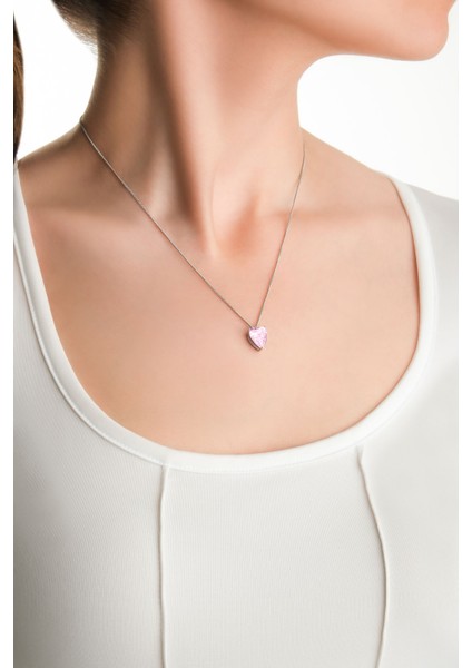 Kalp 18 Ayar Beyaz Altın Kaplama 45 cm Gümüş Kolye fırsatları