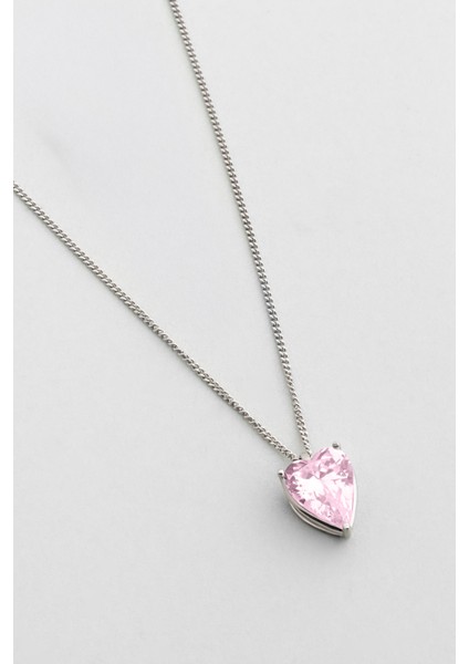 Kalp 18 Ayar Beyaz Altın Kaplama 45 cm Gümüş Kolye indirimleri