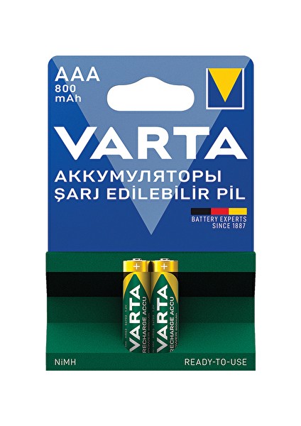 4 Adet Varta Pil Rechargeable Power 2'li Ince Pil 800 Ma
