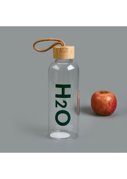 Kılıflı Bambu Kapaklı H2O Cam Matara - Şeffaf / Açık Kahverengi - 800 ml fiyatları