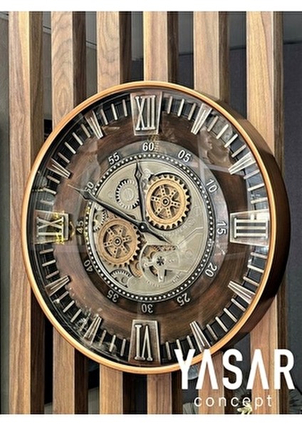 Clenton Çarklı Duvar Saati Metal Yuvarlak Modern Tasarım 60X60 cm fırsatları