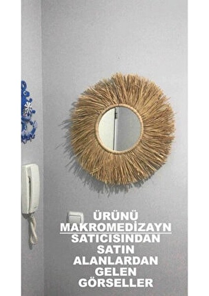 BH Bohem Ahşap Çerçeveli Yuvarlak Ayna Suya Dayanıklı Doğal Rafya 50 cm modelleri