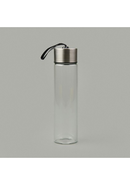 H2O Metal Kapaklı Cam Matara - Şeffaf / Gri - 450 ml