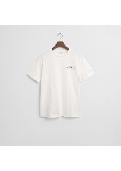 Erkek Krem Regular Fit Bisiklet Yaka Logolu T-Shirt fırsatları