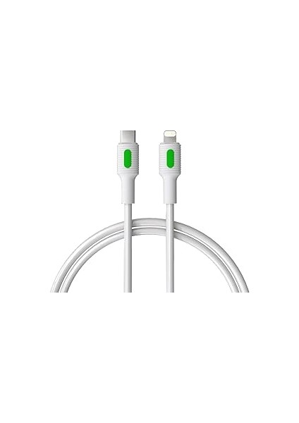 Coral iPhone Uyumlu Type C-Lightning Pd Hızlı Şarj Kablosu (Beyaz + Yeşil/beyaz Uç) (120 Cm) fiyatları