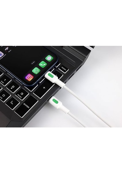 Coral iPhone Uyumlu Type C-Lightning Pd Hızlı Şarj Kablosu (Beyaz + Yeşil/beyaz Uç) (120 Cm) fırsatları