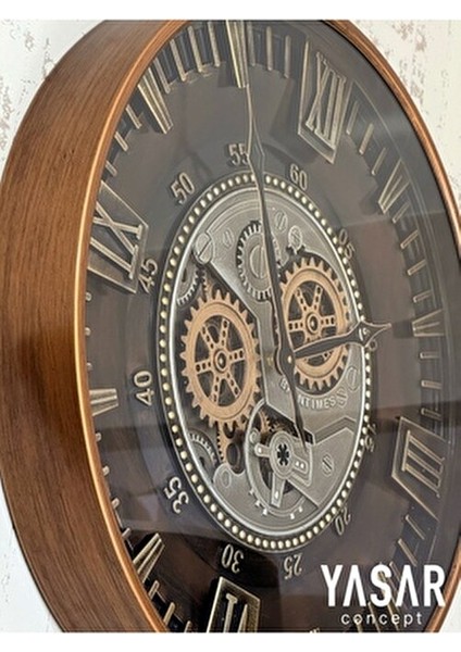 Clenton Çarklı Duvar Saati Metal Yuvarlak Modern Tasarım 60X60 cm