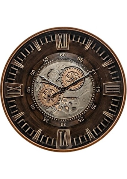 Clenton Çarklı Duvar Saati Metal Yuvarlak Modern Tasarım 60X60 cm