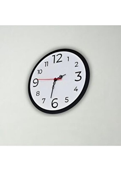 Klasik Ahşap Duvar Saati Yuvarlak Tasarım 30x30 cm Mekanik Çalışma