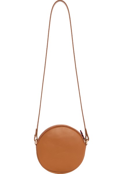 Çona Maxi - Ince Çizgili Taba Deri Yuvarlak Çanta modelleri