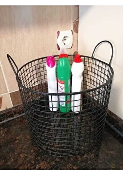 Yuvarlak Metal Sepet 30 cm Çap 25 cm Derinlik ile Ev Düzeni için Fonksiyonel Çözüm